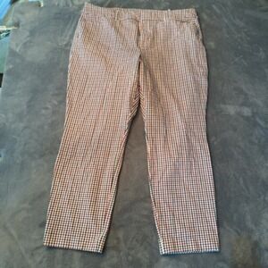 Old Navy Pixie Pants Women 16 Red Plaid High Rise Slim Work Career Trousers